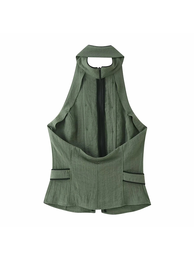 Hauts élégants en soie pour femme, style estival, dos nu, pour les vacances, la plage et les soirées