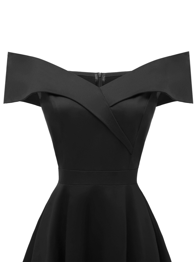 Tonval Vintage hors de l'épaule fête Sexy soirée robes d'anniversaire bal élégant femmes ajustement et évasé robe en coton