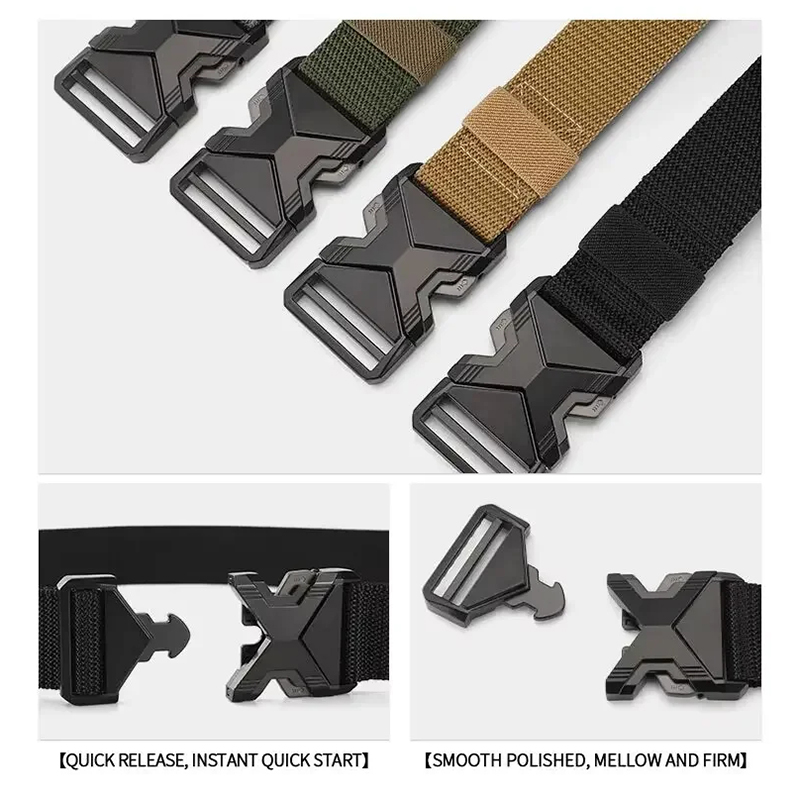 Ceintures tactiques multi-styles pour hommes, ceinture à boucle en nylon tressé, légère et respirante, pour les trajets quotidiens, nouvelle collection