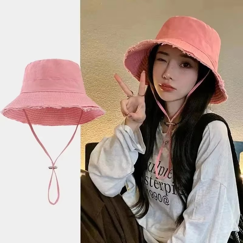 Chapeau Bob d'été pour Femme, Style Coréen Rose, à Large Bord, Protection Solaire pour Plage et Voyage, Chapeau Panama