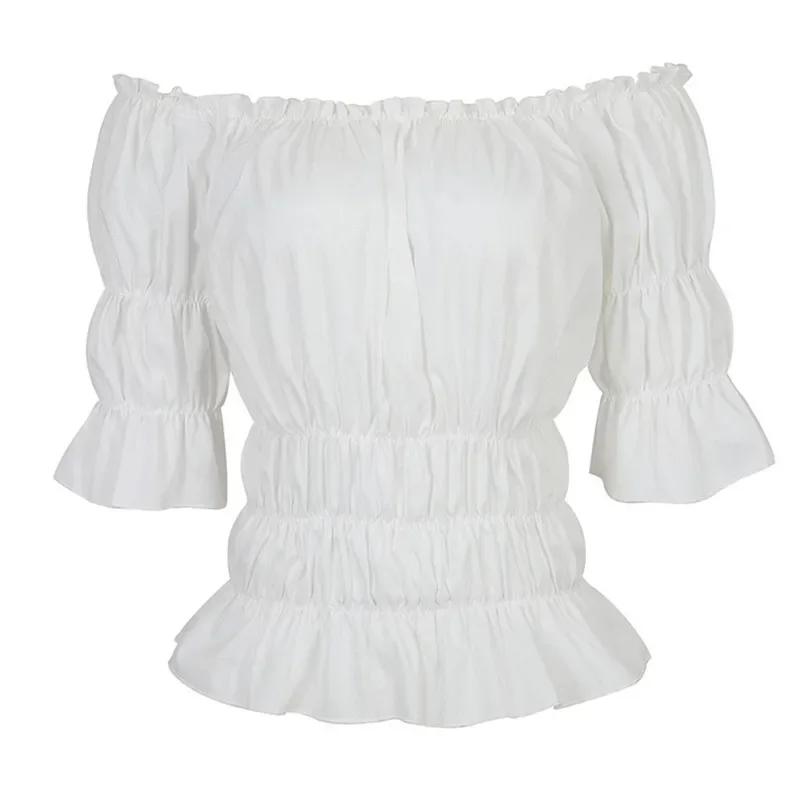 Chemisier Renaissance pour femmes, hauts Corset taille médiévale victorienne, épaules dénudées, chemise à manches courtes, Costumes de Cosplay Pirate Halloween