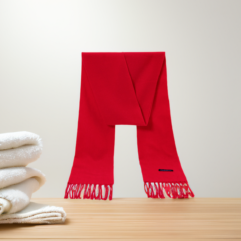 Écharpe en cachemire rouge pour femme, châles enveloppants avec pompon, Pashmina, jubilé, hiver, épais, silencieux, 2024