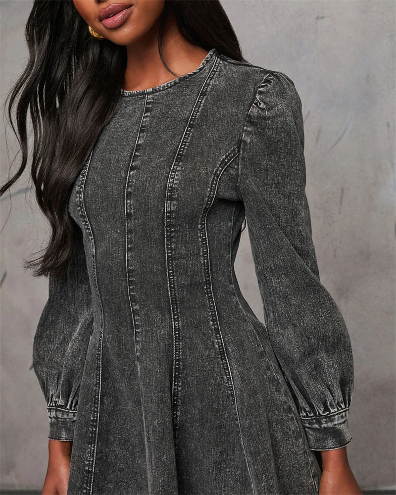 Robe en jean élégante pour femme, nouvelle collection automne, manches longues, coupe trapèze, sexy, patchwork, ajustée, mode, club, streetwear