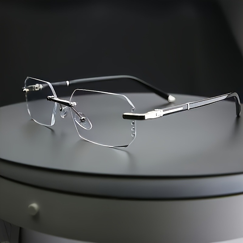 Lunettes plates sans monture à la mode pour hommes avec verres transparents, un excellent cadeau et adaptées à toutes les saisons.