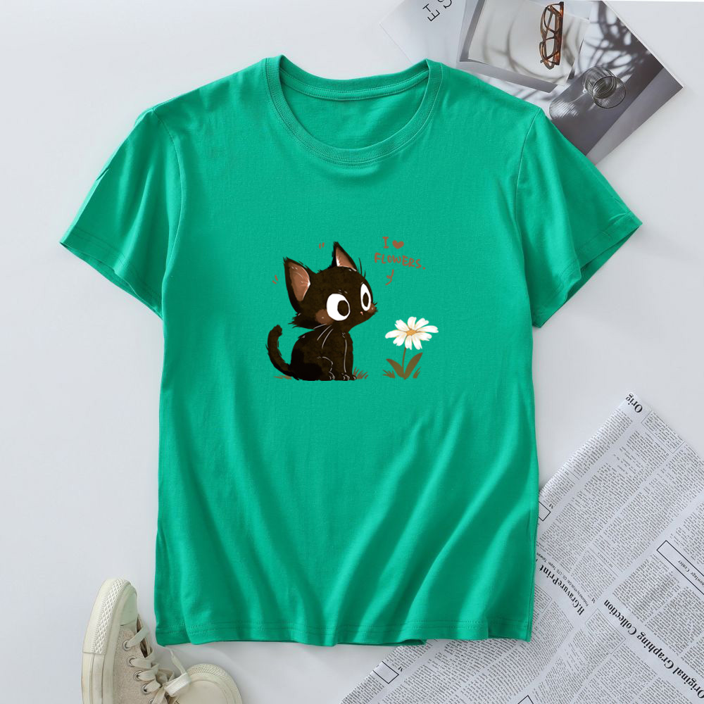 T-shirt en coton pour femmes mode Kawaii Harajuku chat graphique t-shirts été à manches courtes femme T-shirt hauts femme T-shirt vêtements