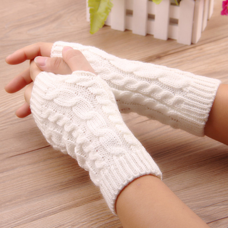 Gants d'hiver chauffe-mains pour femmes, mitaines en fausse laine tricotée, à la mode, sans doigts, nouvelle collection