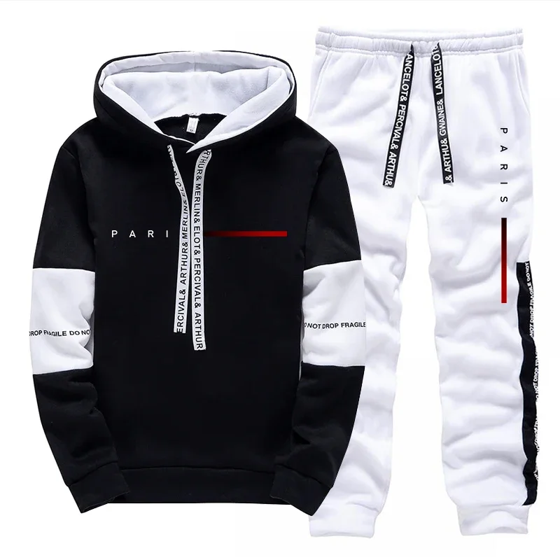 Ensemble imprimé pour femme, style Parisien, comprenant un sweat à capuche et un pantalon, idéal pour l'automne, le quotidien, le sport décontracté, le jogging, la mode urbaine et la tendance streetwear.
