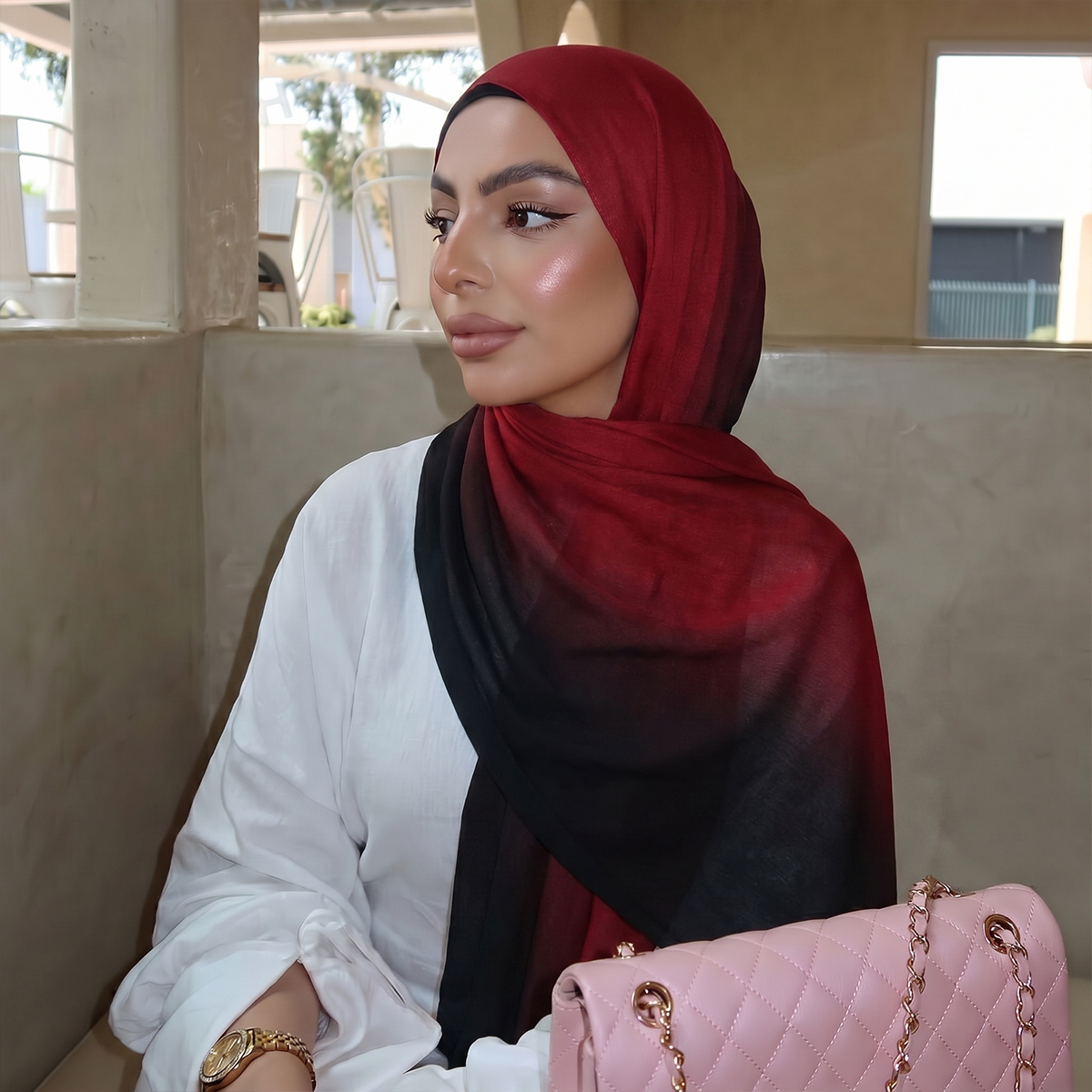 2026 Hijab en viscose dégradé, Foulards, Châles, Voiles, Turbans et Bandeaux islamiques pour femmes musulmanes, unis