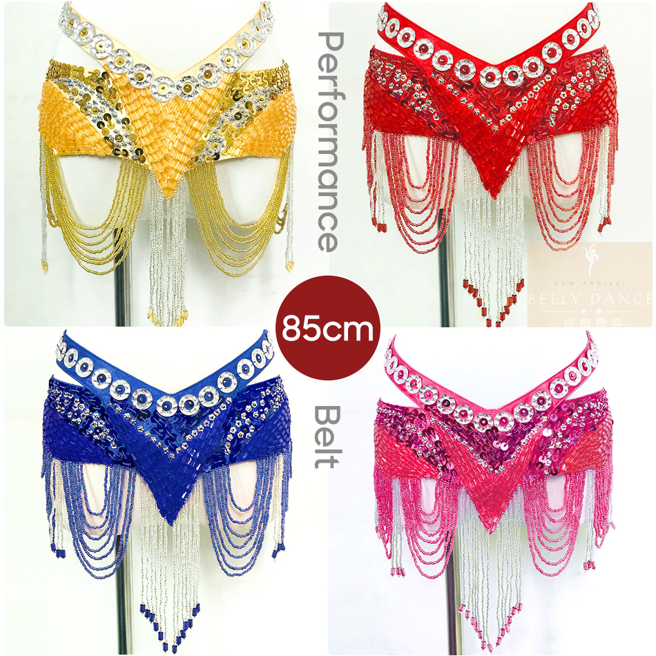 Ceinture de spectacle de danse du ventre, écharpe de hanche pour danse orientale, chaîne de taille de 85CM, chaînes de perles faites à la main, accessoires de tenue de danse