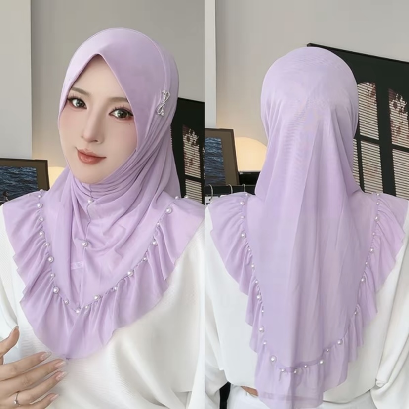 Hijab élégant et aéré pour filles musulmanes, prêt à porter, mode malaisienne estivale