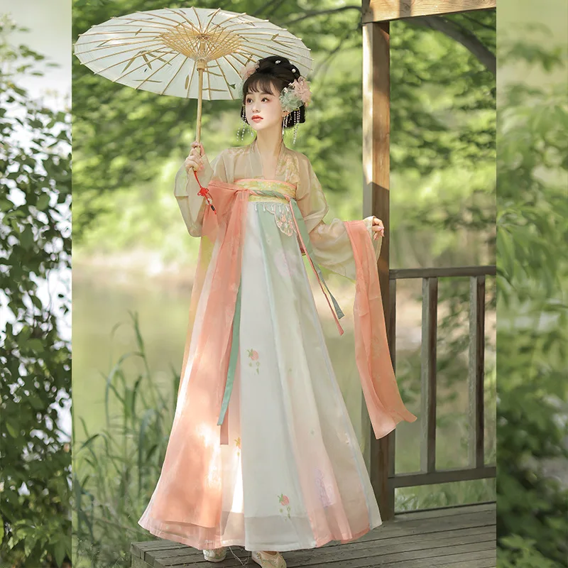 Costume ancien Hanfu traditionnel chinois pour femmes, robe de princesse de la dynastie Han, jupe élégante de danse de la dynastie Tang, 2025