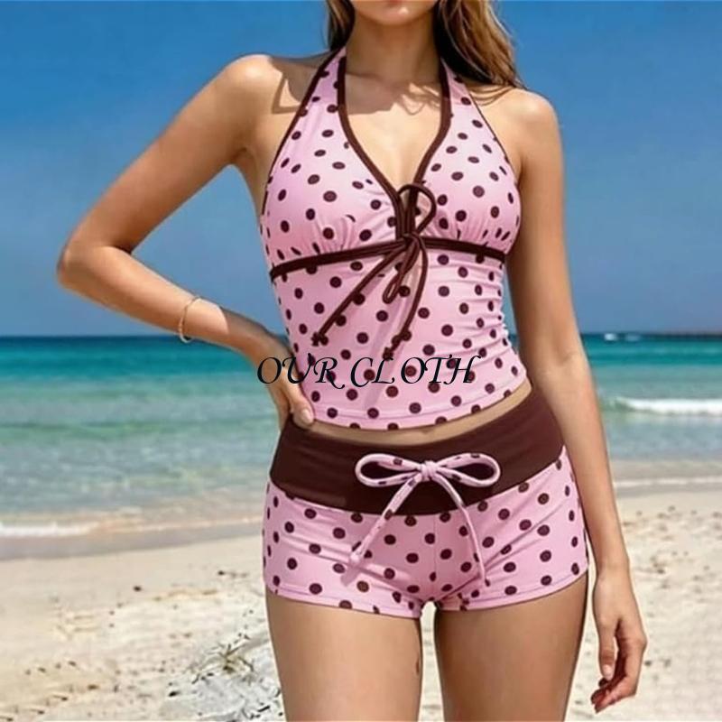 Ensemble 2 pièces pour femmes, maillot bain Tankini avec short, Vintage, plage, tenue vacances, Y1AC