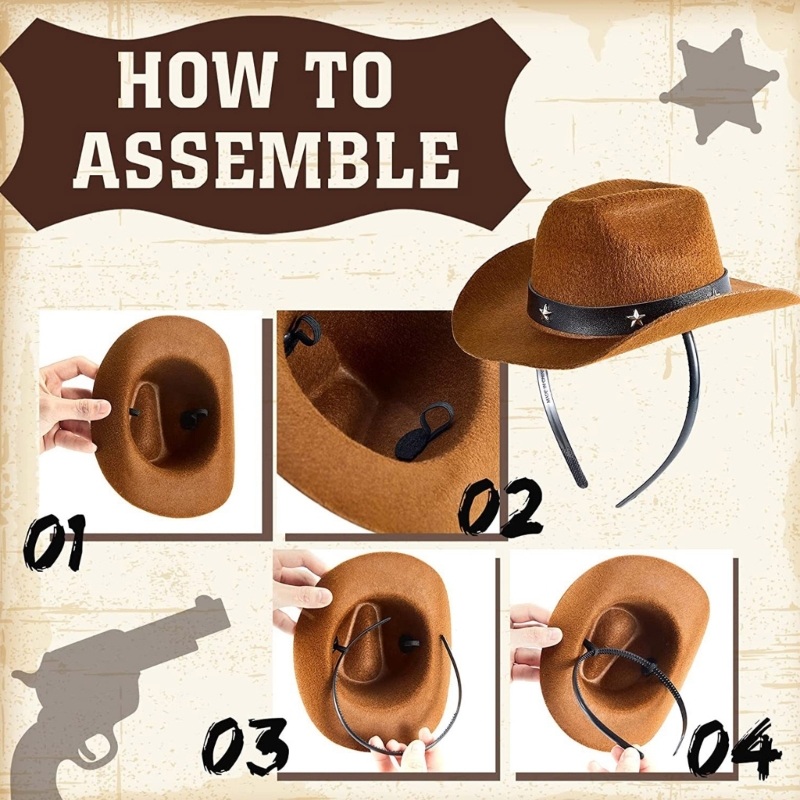 Bandeau fête Cosplay, Mini chapeau Cowboy, bandeau Costume d'halloween, coiffure pour adultes adolescents,