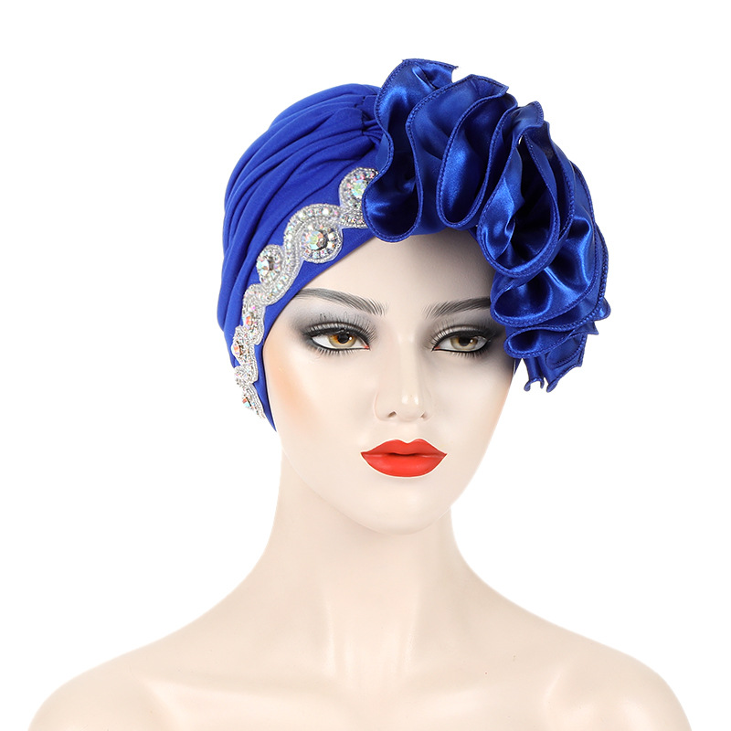 Turban Plissé à Volants en Satin pour Femme, Bonnet Africain Prêt à vitation, Équipement de Sauna, ixNigériane