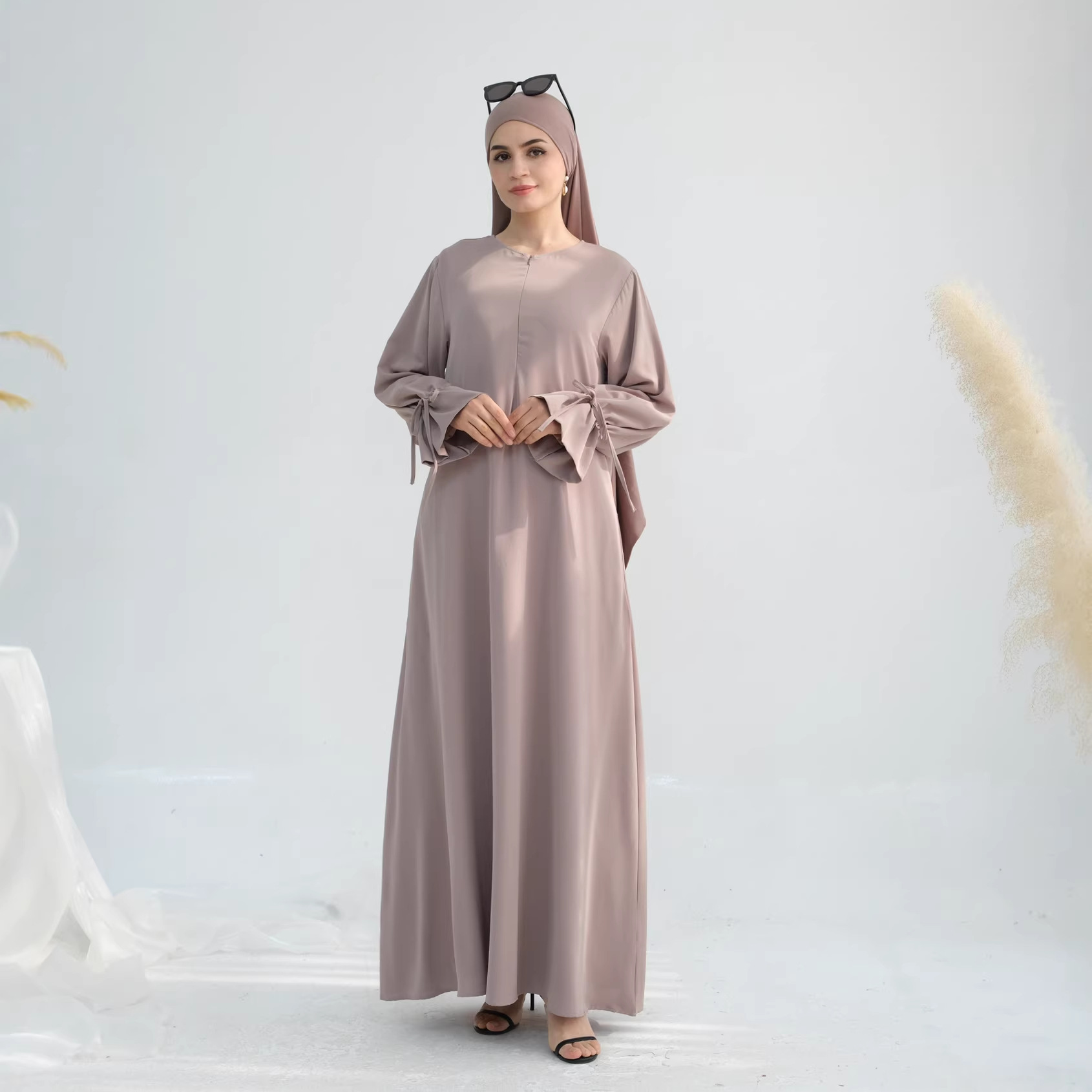 Robe longue pour femme Eid à manches évasées, Abaya musulmane, Jalabiya, Robes longues de Ramadan, Robes de soirée à nœud, Robe longue arabe, Caftan Maroc Dubaï