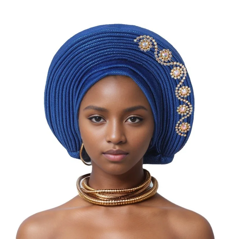 Couvre-chef africain Auto Gele femmes Turban casquette Nigeria couvre-chef fête de mariage cravates femme bandeau déjà fait Autogele
