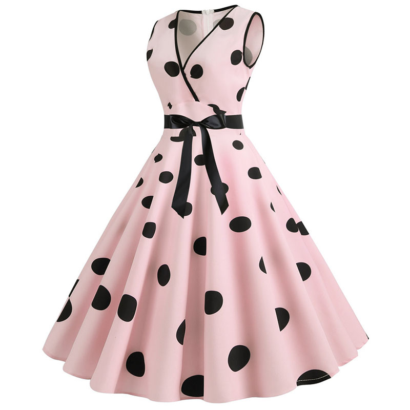 Femme robes rétro Audrey Hepburn années 1950 60 Rockabilly à pois nœud Pinup balle cultivée Robe de soirée robes