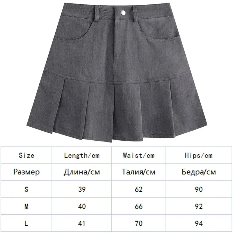 Jupes minimalistes plissées A-Line pour femmes, style preppy, chic, all-match, décontracté, taille haute, ins, monochromatique, streetwear, été, Harajuku, Y2k