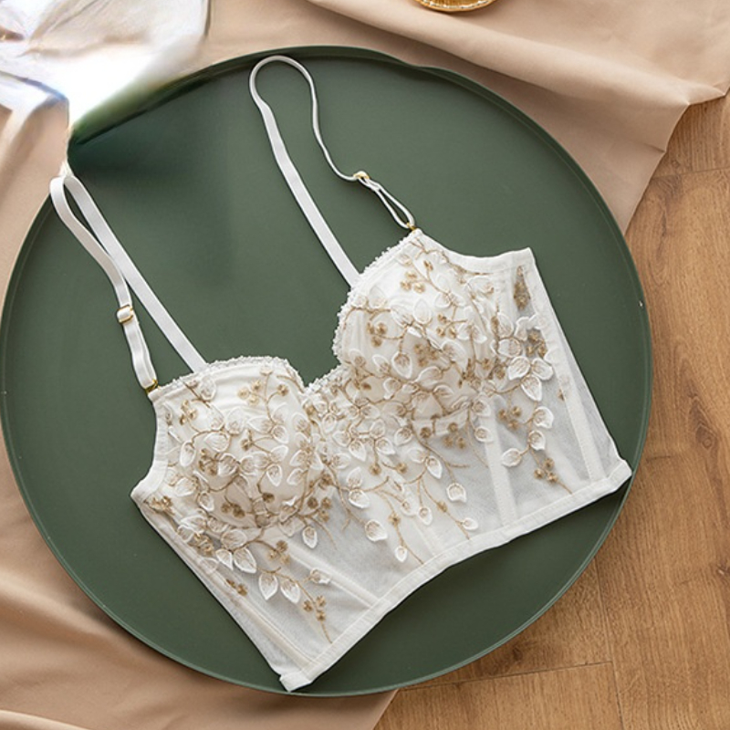 High Street – Camisole pour femmes, nouvelle mode, soutien-gorge Bustier brodé en pétales 3D, hauts courts, sous-vêtements fins, 2023