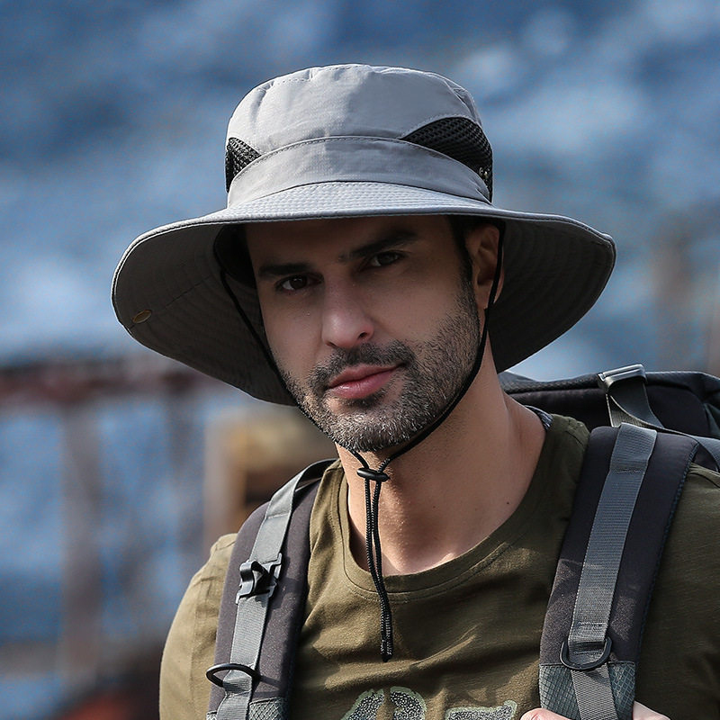 Chapeau de soleil à large bord pour homme, chapeau de pêche d'été anti-UV pour l'extérieur, chapeau bob décontracté respirant avec protection intégrale du visage