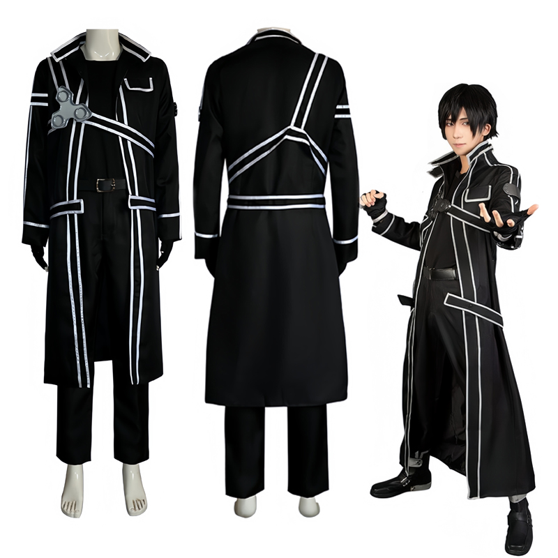 Anime épée Cos Kirito Kazuto Kirigaya Cosplay Costume Art en ligne veste chemise pantalon Hallowen tenue de fête pour hommes