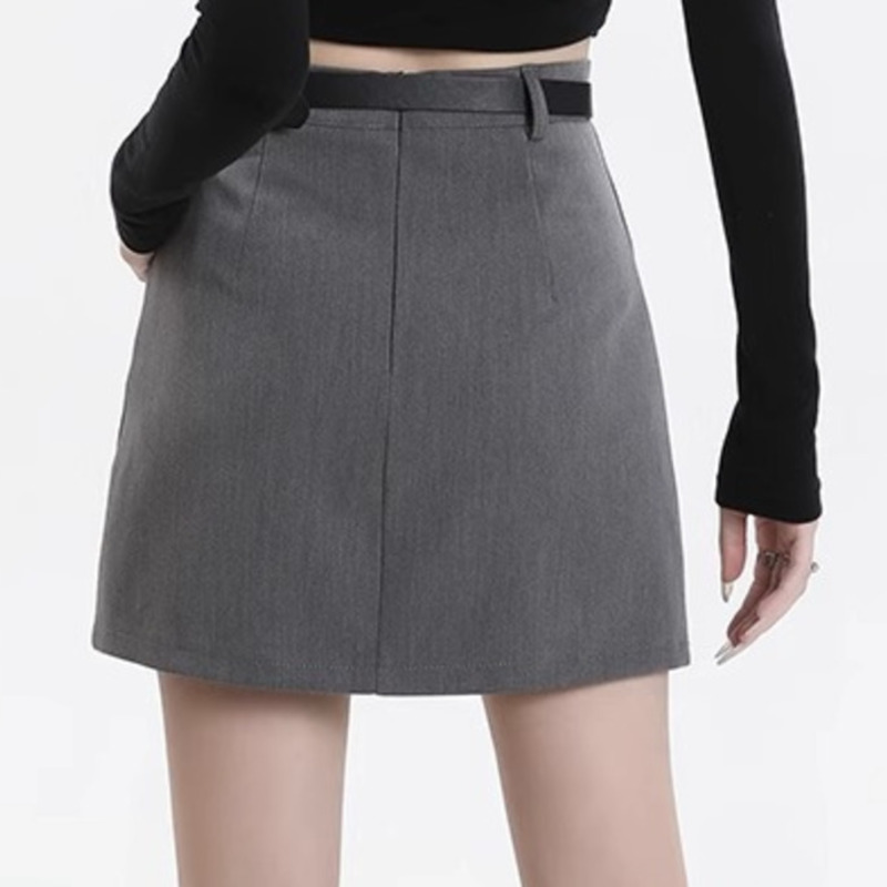 Jupe crayon noire et grise pour femmes, été 2026, mode coréenne, taille haute, jupe slim pour femmes de bureau, jupe unie.