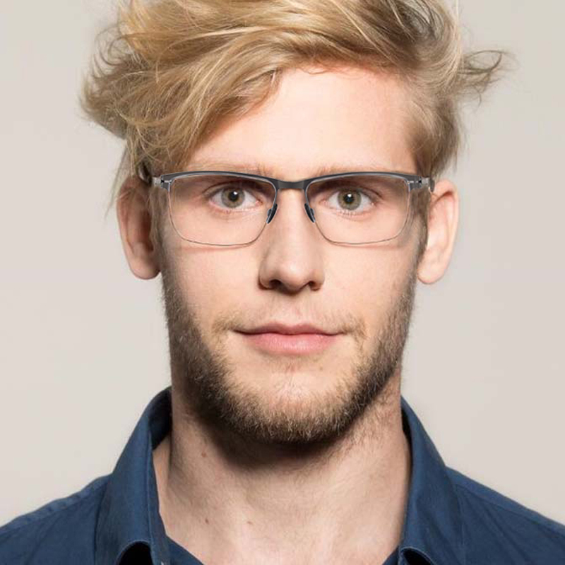 Monture de lunettes sans vis en métal ultra légère pour hommes, lunettes carrées d'affaires, lunettes à jante complète, design Berlin, Allemagne