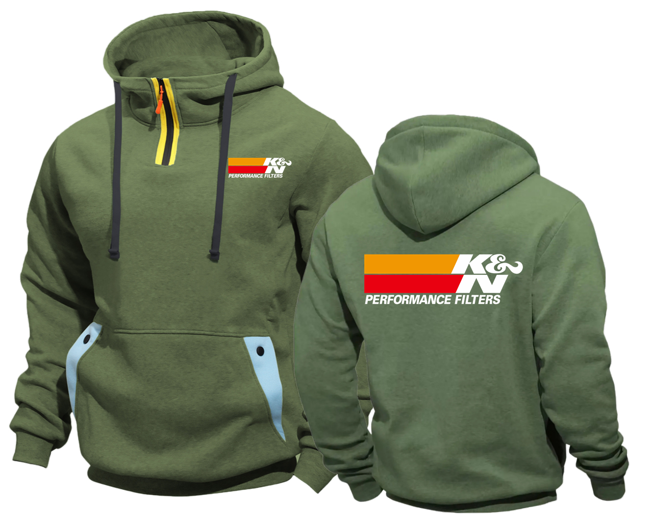 K & N haute Performance filtres à Air et à huile prises d'air Semi-Zip sweat à capuche hommes Streetwear mâle Vintage à capuche Clthoes
