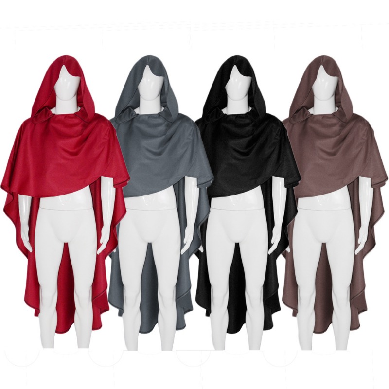 Poncho gothique pour homme, robe à capuche, cape de capot, costume de sorcière, robe ronde adulte, sorcier, moine médiéval, croisé, Everak, Halloween