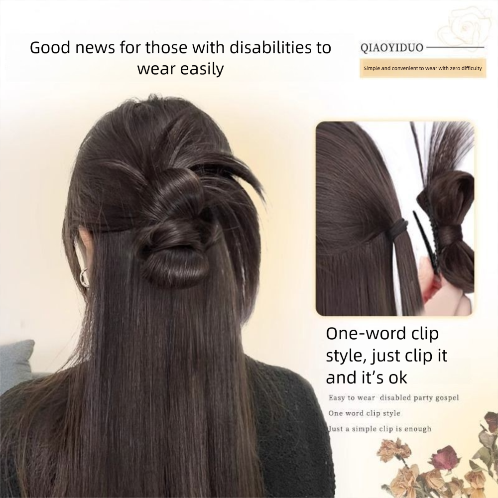 Nouveau cheveux synthétiques chignon griffe pince naturel moelleux perruque pince à cheveux nœud papillon brun noir chignon tête perruque accessoires de cheveux