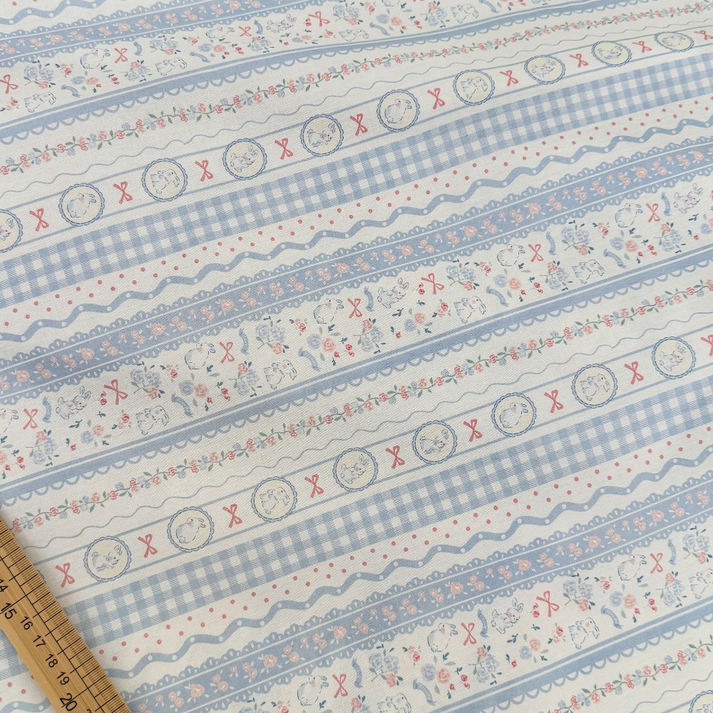 Tissu en coton imprimé numérique, mignon dessin animé rayé, nœud de lapin Floral, matériel de sac pour vêtements pour enfants