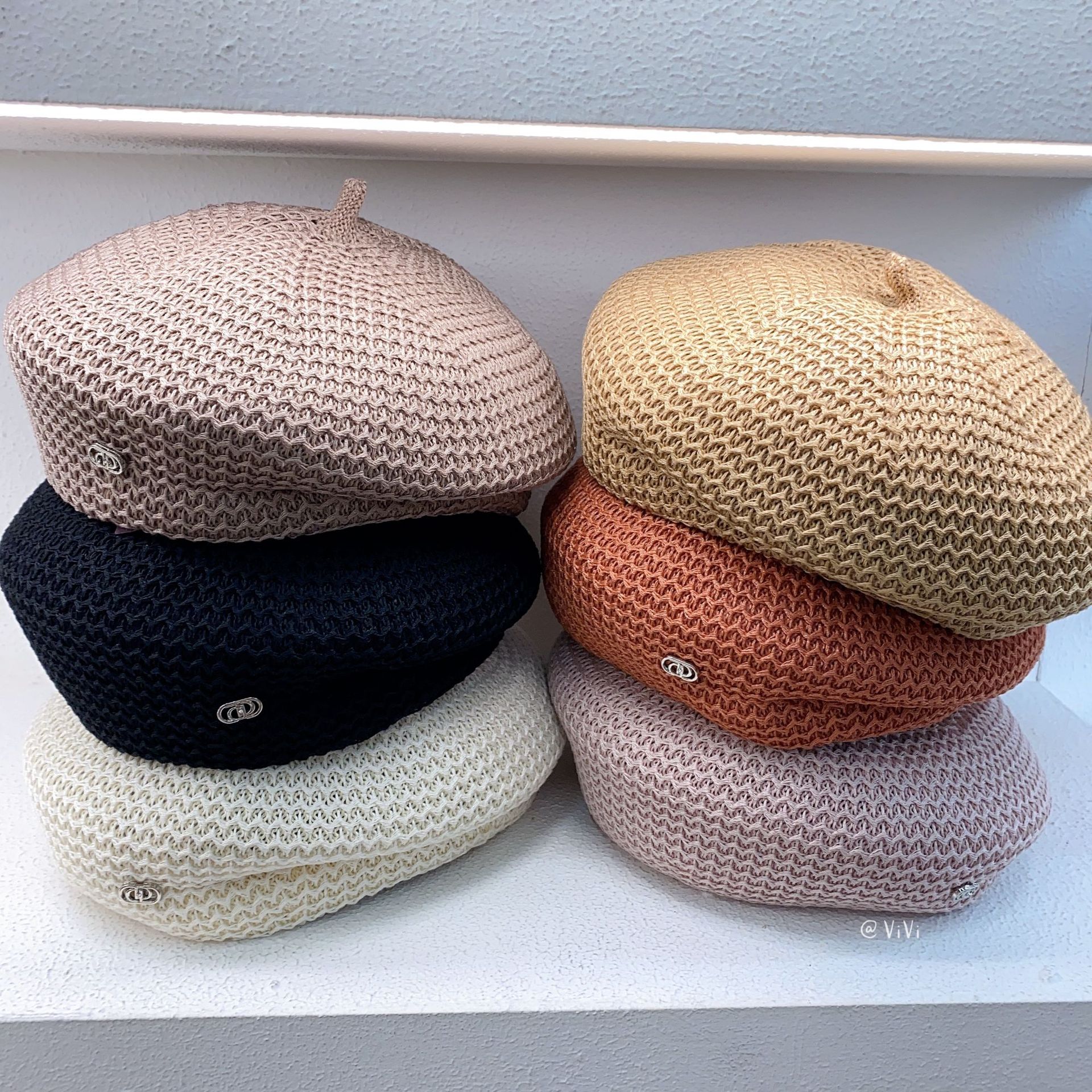Béret en Crochet pour femmes, chapeau de soleil doux et souple, béret Chic découpé, bonnet en tricot, béret de peintre français