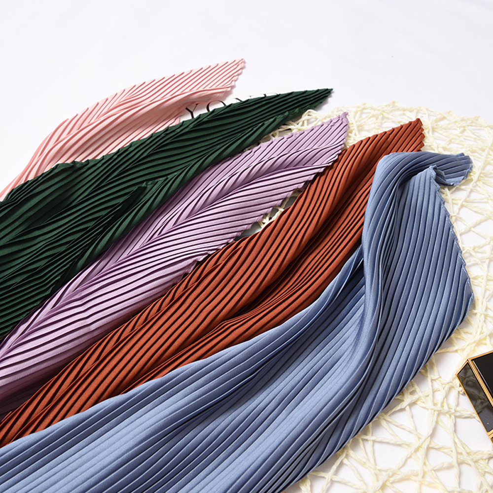 Écharpe de sauna en satin plissé pour femme, foulard de la présidence, ruban skinny, carré, bande de cheveux, foulard décoratif