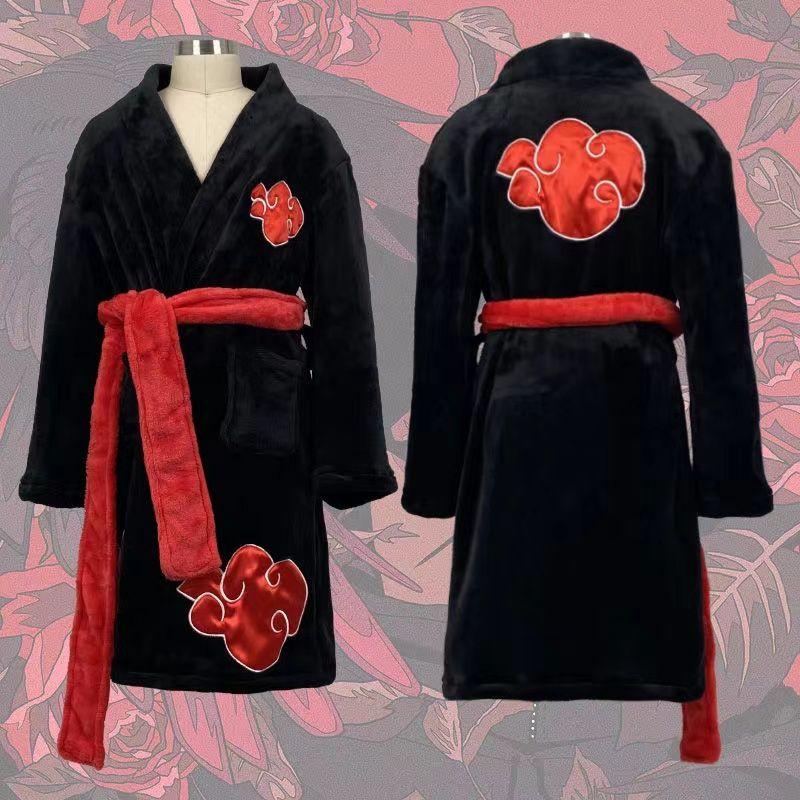 Peignoir épais en flanelle Anime Uchiha Itachi Génération 4 Fire Shadows Robe Uzumaki Akatsuki, Robe de Chambre Thermique Hiver, Pyjama