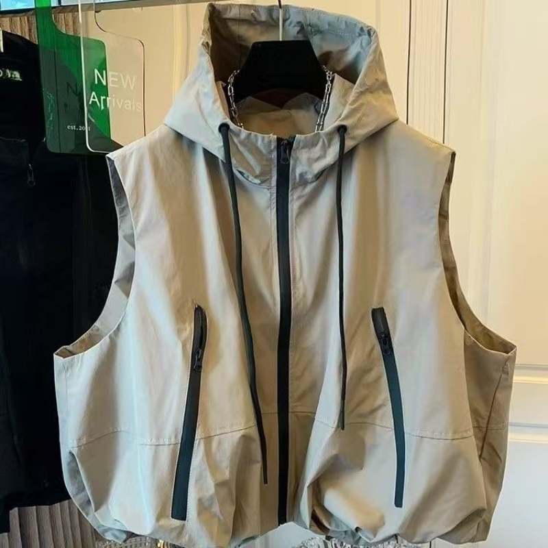 Gilet Femme Printemps-Été Nouveau Modèle Polyvalent à Capuche Sans Manches Court Style Décontracté Hauts Féminins Gilet Chaleco Mujer