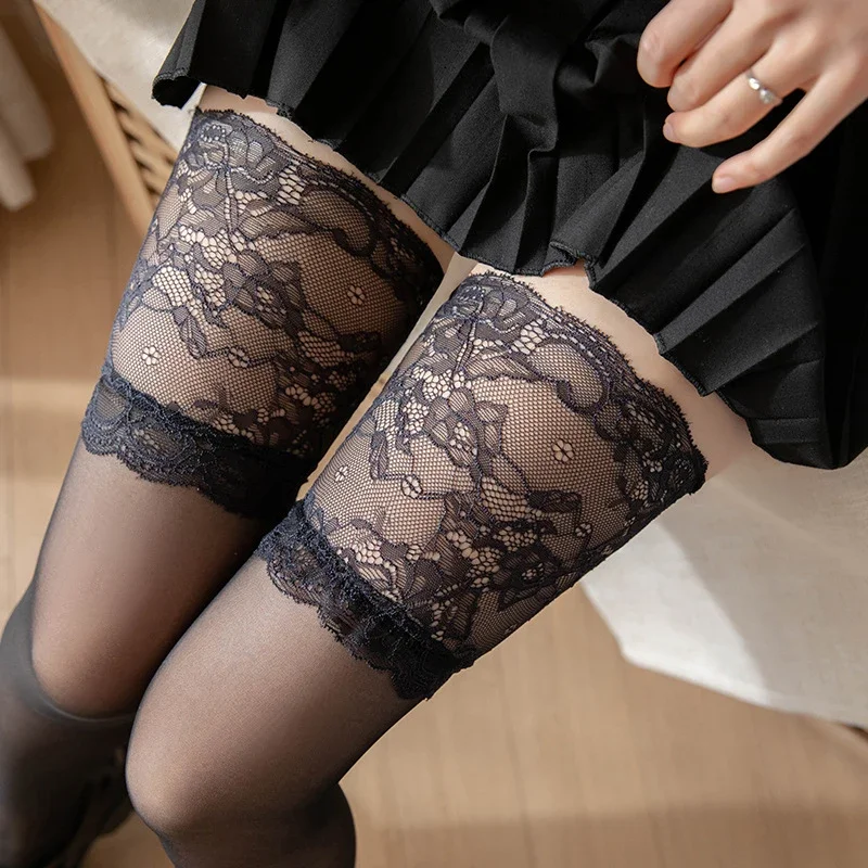 Bas en dentelle pour femmes, Sexy, mode dames, transparent, cuisses hautes, boîtes de nuit d'été, collants croisés