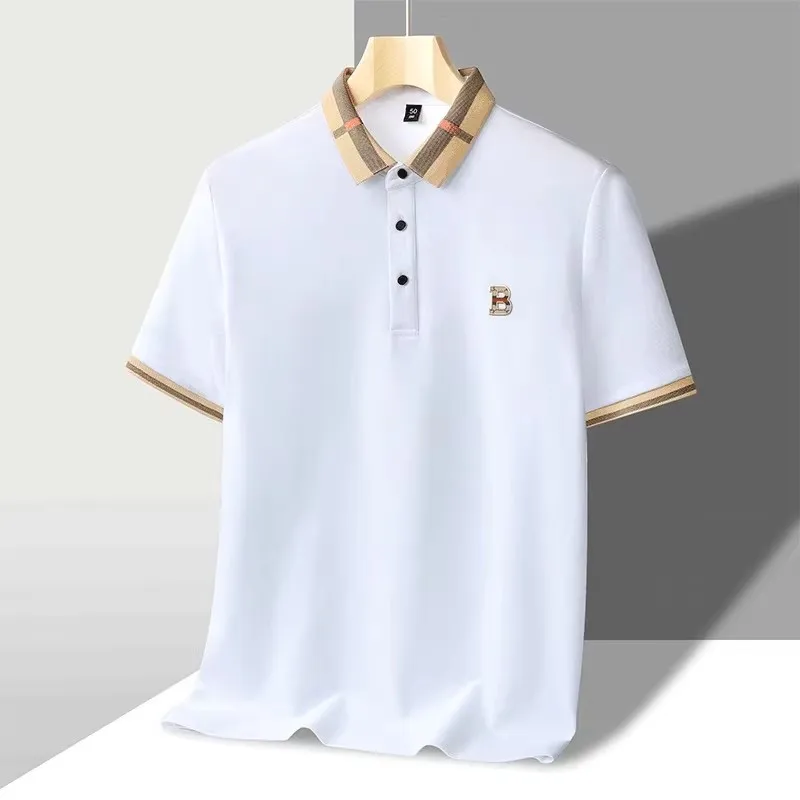 Polo à manches courtes de marque de luxe pour hommes, nouveau t-shirt Paul en coton et soie respirant haut de gamme, mode décontractée pour hommes
