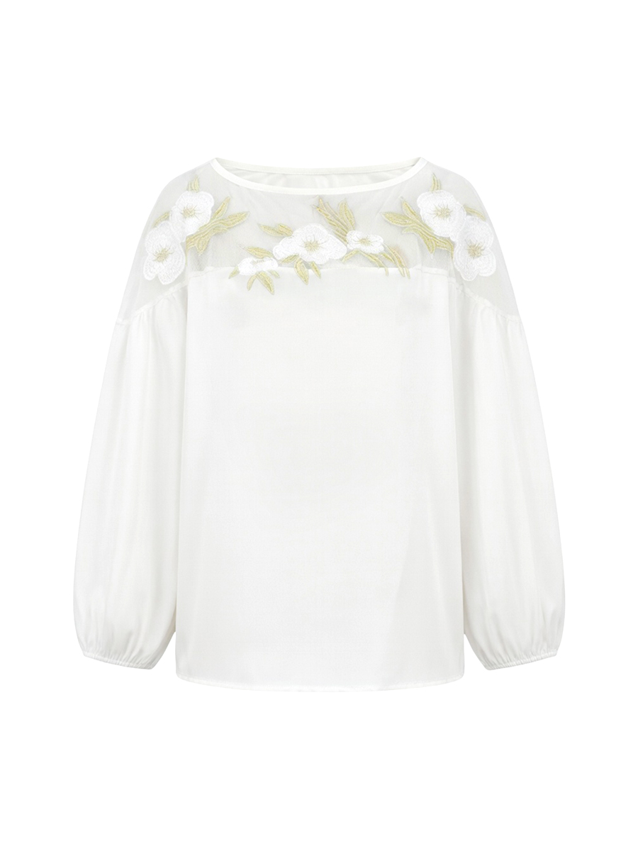 Bonboho – petit haut brodé à fleurs pour femmes, manches bouffantes, coupe ample, élégant, nouvelle collection printemps 2026