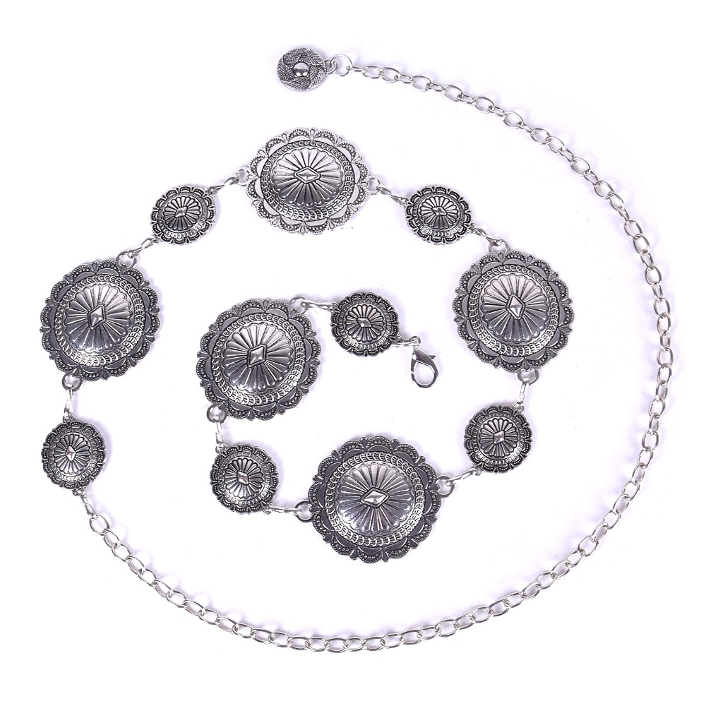 Ceinture de taille en métal pour femmes, style rétro, or et argent, chaîne de taille, look tendance, ceinture cadeau