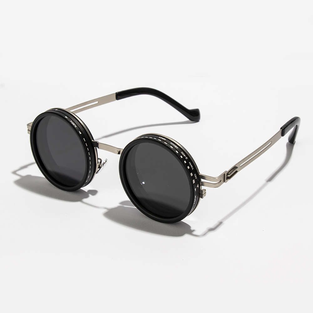 Lunettes de soleil rondes polarisées ND9 lunettes de soleil à gradation réglable hommes femmes rétro Punk hommes lunettes de pêche nuances extérieures UV400