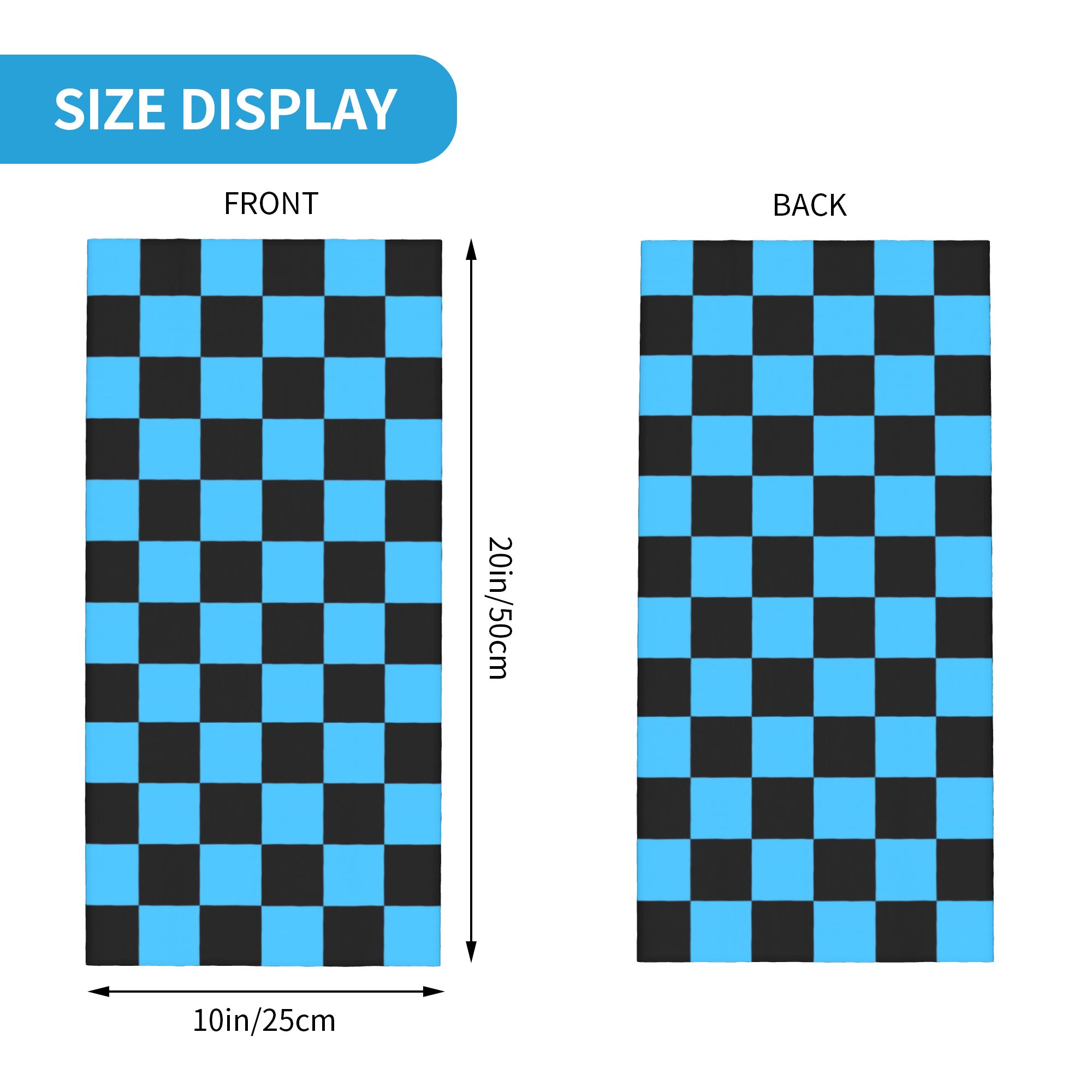 Cache-cou bandana personnalisé noir et bleu à motif damier pour le ski, la chasse, femme et homme, écharpe enveloppante, cagoule chaude à carreaux écossais