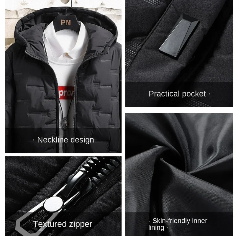 ChimParkas-Manteau à capuche en coton rembourré pour hommes, Veste d'extérieur chaude, Coupe-vent décontracté, Optique, Hiver