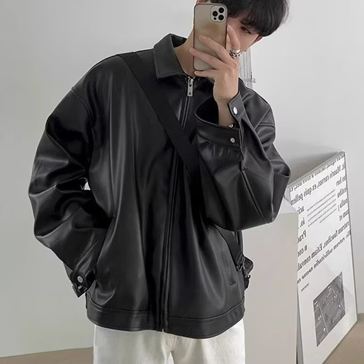 Veste en cuir pour hommes veste de motard pour hommes moto veste imperméable à la mode imperméable pour la pluie motocycliste rétro