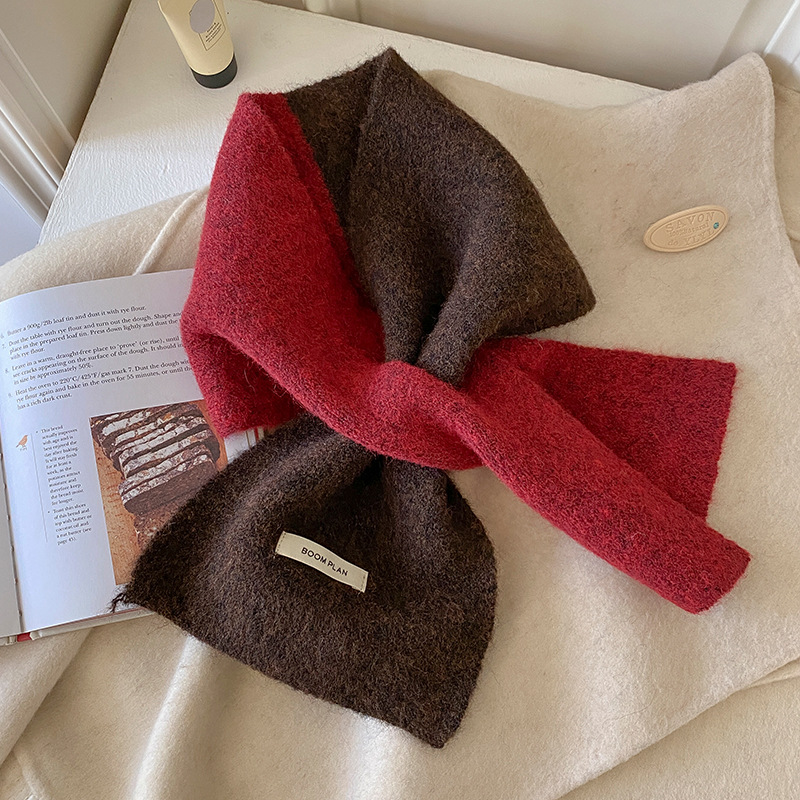 Écharpe tricotée chaude de luxe pour femme, Styles coréens, couleur bicolore, châles, enveloppes douces, foulard, hiver