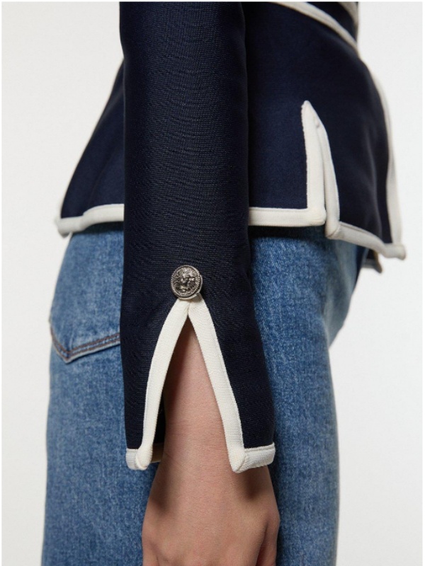 Vestes décontractées pour femmes Printemps 2026 – Manteaux d'hiver vintage à col rond, boutonnés, avec fermeture éclair et passepoil rayé pour le travail