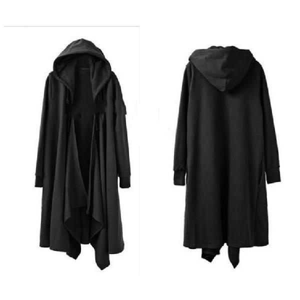 FlaNS-Cardigan à Capuche Noir pour Homme, Style Punk, Hip Hop, Long, Gothique, Cape PVD, Everak, Mode Coréenne