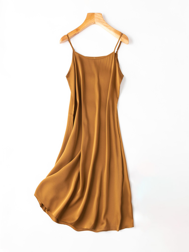 SuyaDream – robe mi-longue en soie pour femmes, 93% soie, 7% élasthanne, bretelles Spaghetti, nouveaux vêtements d'été, bleu, 2024