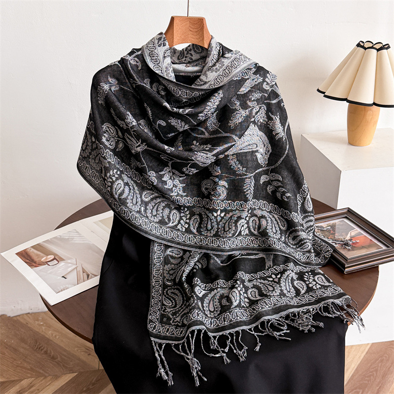 Écharpes en cachemire de marque de luxe pour femmes, châles et étoles imprimés chauds d'hiver, bandana en pashmina, foulard long jacquard à motif cachemire pour femme