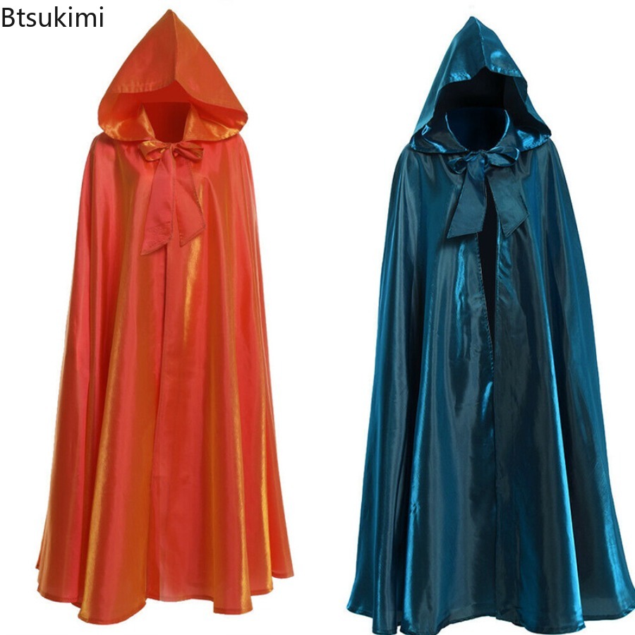 Robe longue à capuche pour femmes et hommes adultes, Cape à capuche, sorcellerie, vacances de noël, couleur unie, Cape médiévale, Costume de fête d'halloween