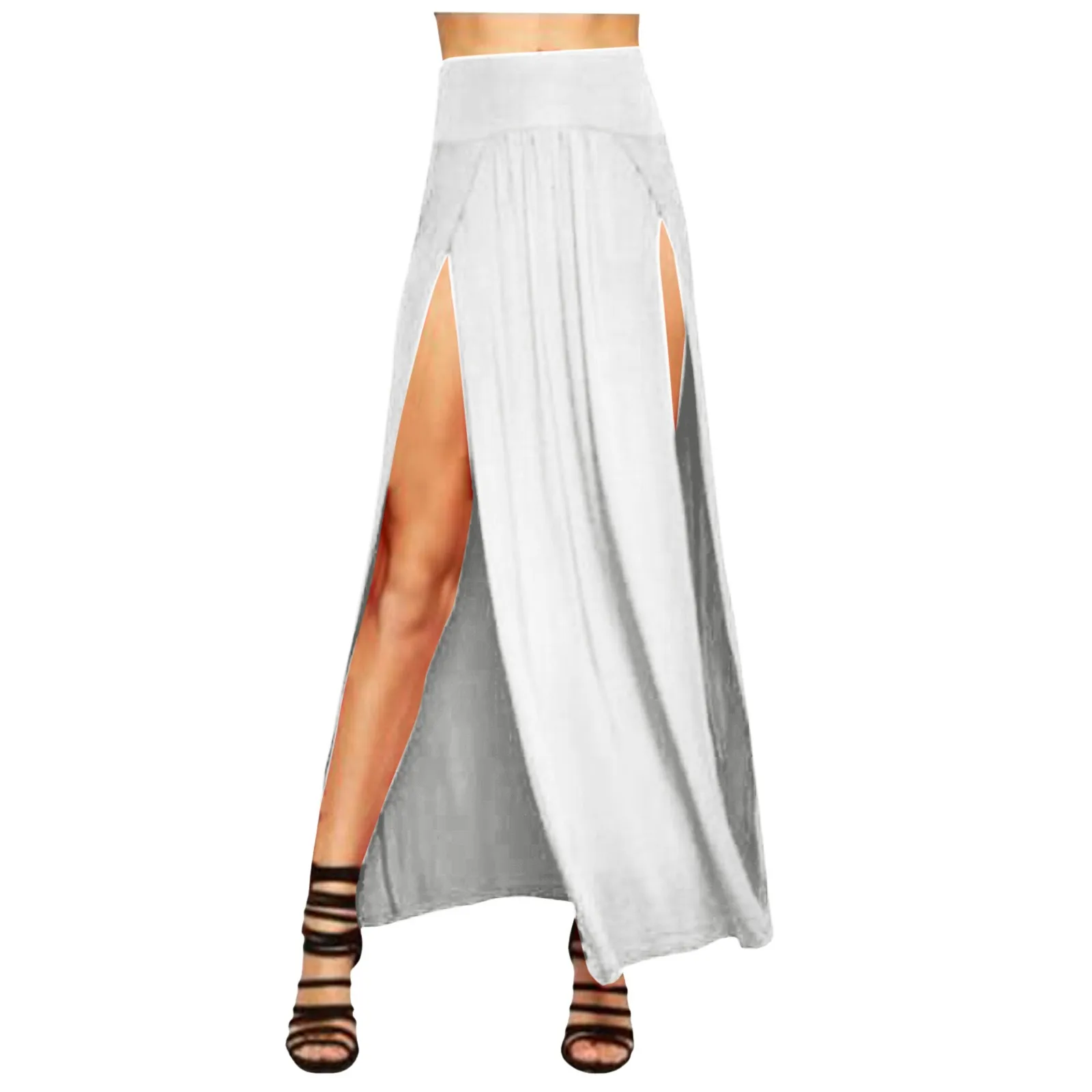 Jupes pour femmes femmes Double fente Maxi jupe longue dames plaine basique deux côtés fente 4 22 jupe courte en cuir